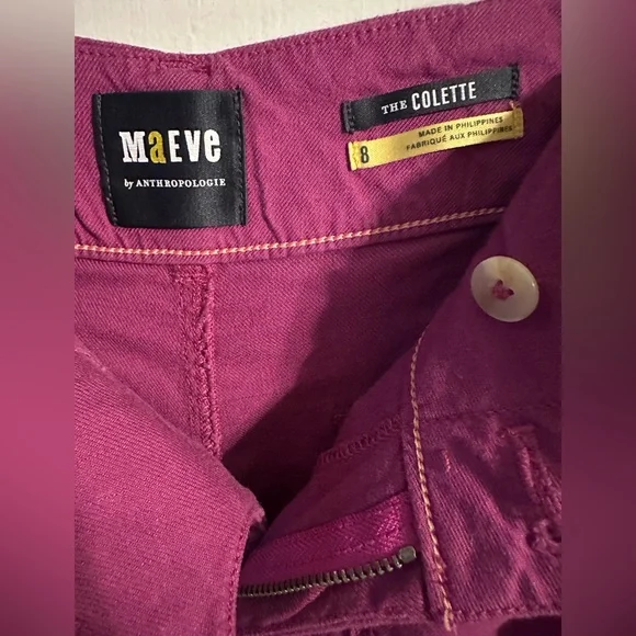 Sz 8 EUC Maeve Magenta Linen Colette Wide Leg Pants Anthropologie - Picture 5 of 14